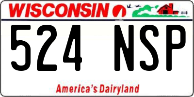 WI license plate 524NSP