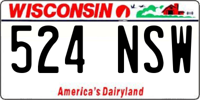WI license plate 524NSW