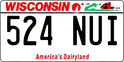 WI license plate 524NUI