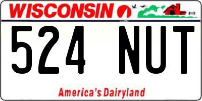 WI license plate 524NUT