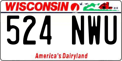 WI license plate 524NWU