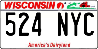 WI license plate 524NYC