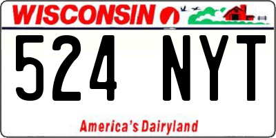 WI license plate 524NYT