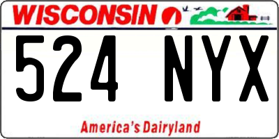 WI license plate 524NYX
