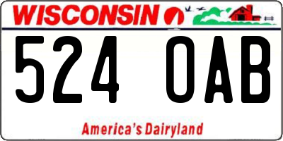 WI license plate 524OAB