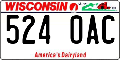 WI license plate 524OAC