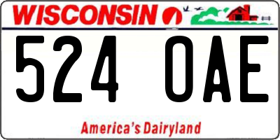 WI license plate 524OAE