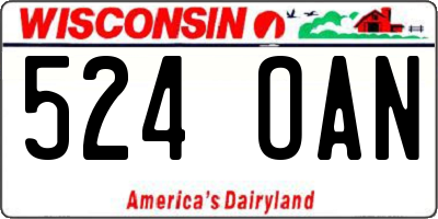WI license plate 524OAN