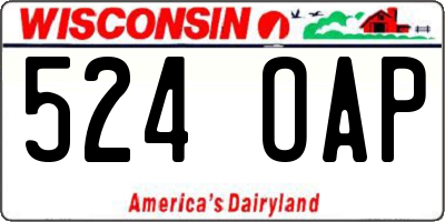 WI license plate 524OAP