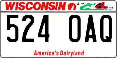 WI license plate 524OAQ