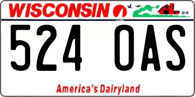WI license plate 524OAS