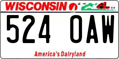 WI license plate 524OAW