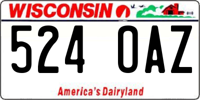 WI license plate 524OAZ