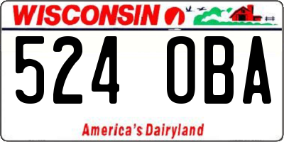 WI license plate 524OBA
