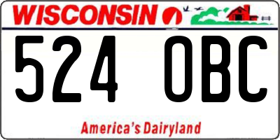 WI license plate 524OBC