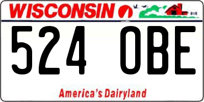 WI license plate 524OBE