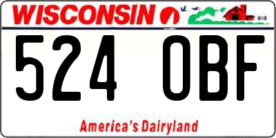 WI license plate 524OBF