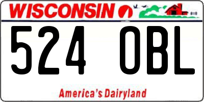 WI license plate 524OBL