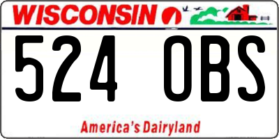 WI license plate 524OBS