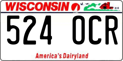 WI license plate 524OCR