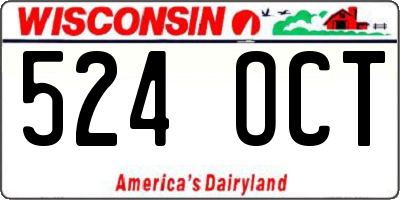 WI license plate 524OCT
