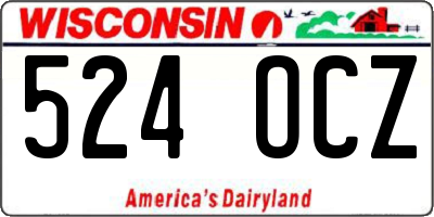 WI license plate 524OCZ