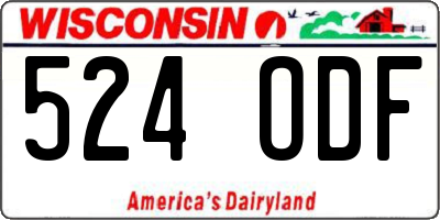 WI license plate 524ODF