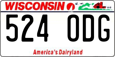 WI license plate 524ODG