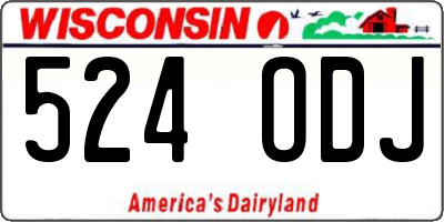 WI license plate 524ODJ