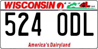 WI license plate 524ODL