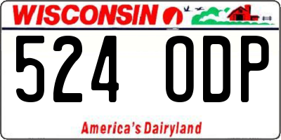 WI license plate 524ODP