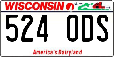 WI license plate 524ODS