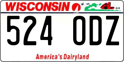 WI license plate 524ODZ