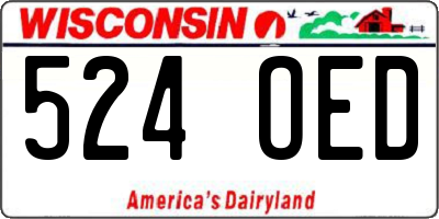 WI license plate 524OED