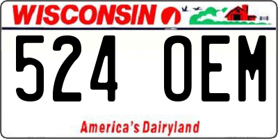 WI license plate 524OEM