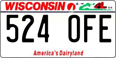 WI license plate 524OFE