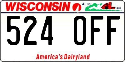 WI license plate 524OFF