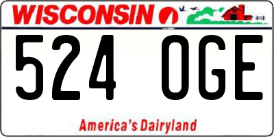 WI license plate 524OGE