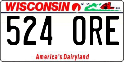 WI license plate 524ORE