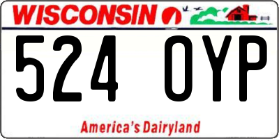 WI license plate 524OYP
