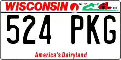 WI license plate 524PKG