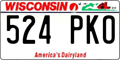 WI license plate 524PKO