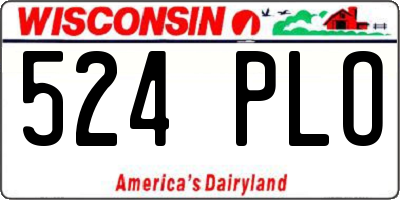 WI license plate 524PLO