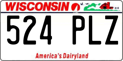 WI license plate 524PLZ