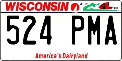 WI license plate 524PMA