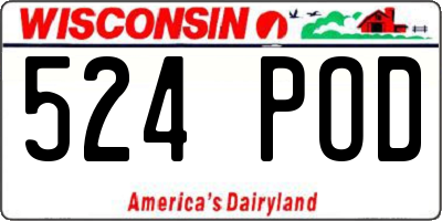 WI license plate 524POD