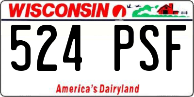 WI license plate 524PSF