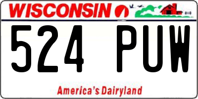 WI license plate 524PUW