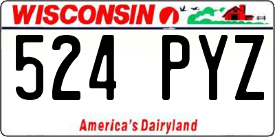 WI license plate 524PYZ