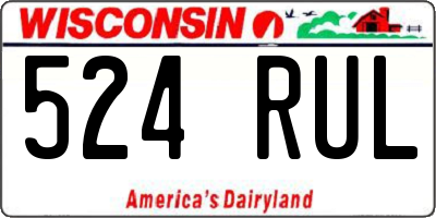 WI license plate 524RUL